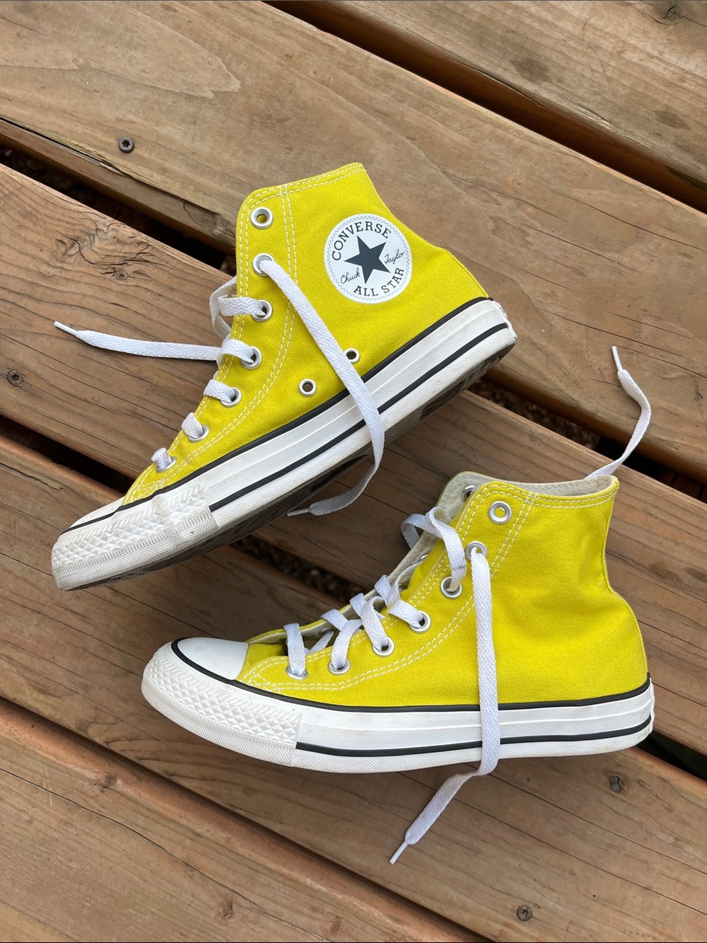 Converse High Top Sneakers in Vivid Yellow with White Accents